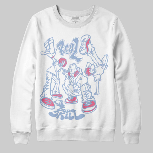 Jordan 3 GS “Cobalt Bliss” DopeSkill Sweatshirt Real Y2K Players Graphic Streetwear - WHite