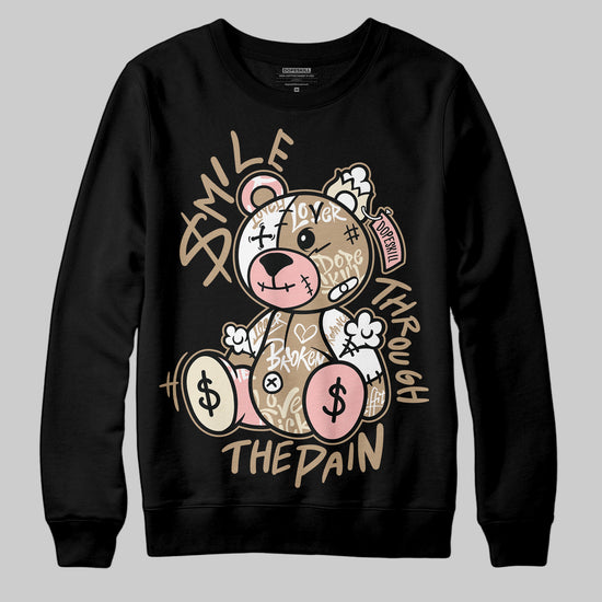 Nike Air Force 1 Low Canvas “Linen” DopeSkill Sweatshirt Smile Through The Pain Graphic Streetwear - Black