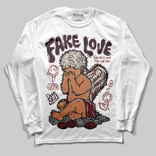 Adidas Samba OG Maroon Gold Metallic DopeSkill Long Sleeve T-Shirt False Love Graphic Streetwear - White