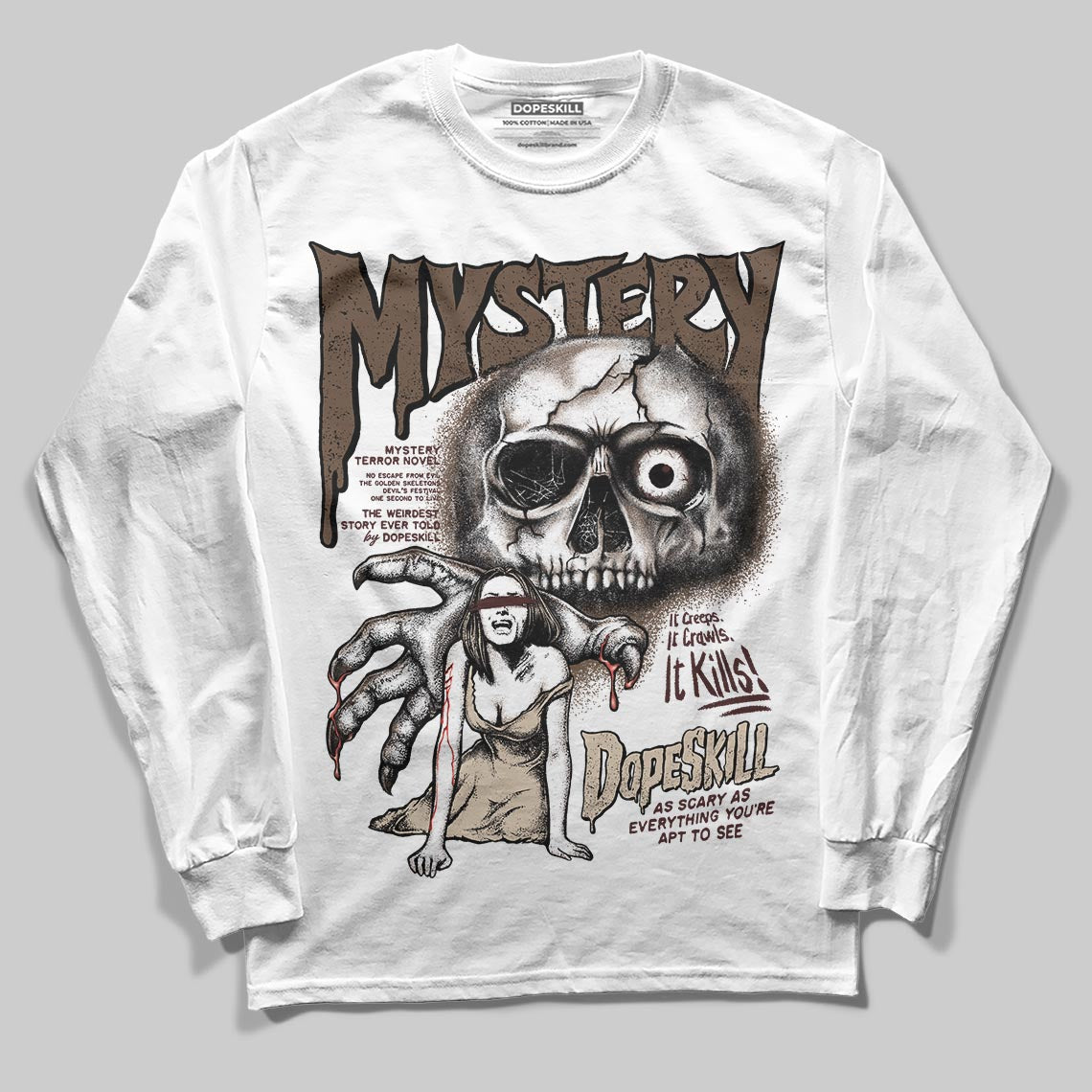 A Ma Maniére x Air Jordan 4 “Dark Mocha” DopeSkill Long Sleeve T-Shirt Mystery Ghostly Grasp Graphic Streetwear - White