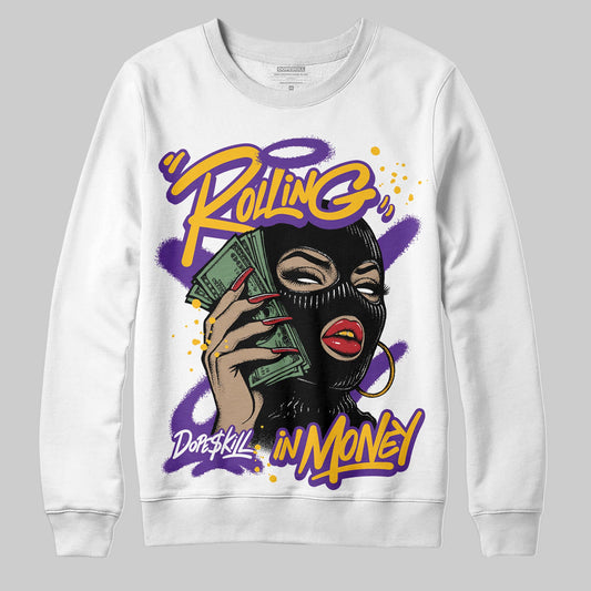 PURPLE Sneakers DopeSkill Sweatshirt Rolling in Money Graphic Streetwear - White