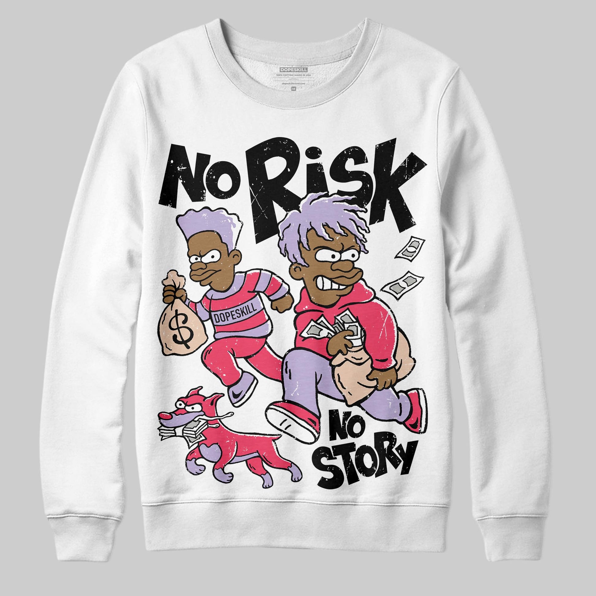 Jordan 5 Low “Peanut Butter Jelly” DopeSkill Sweatshirt No Risk No Story Graphic Streetwear - White