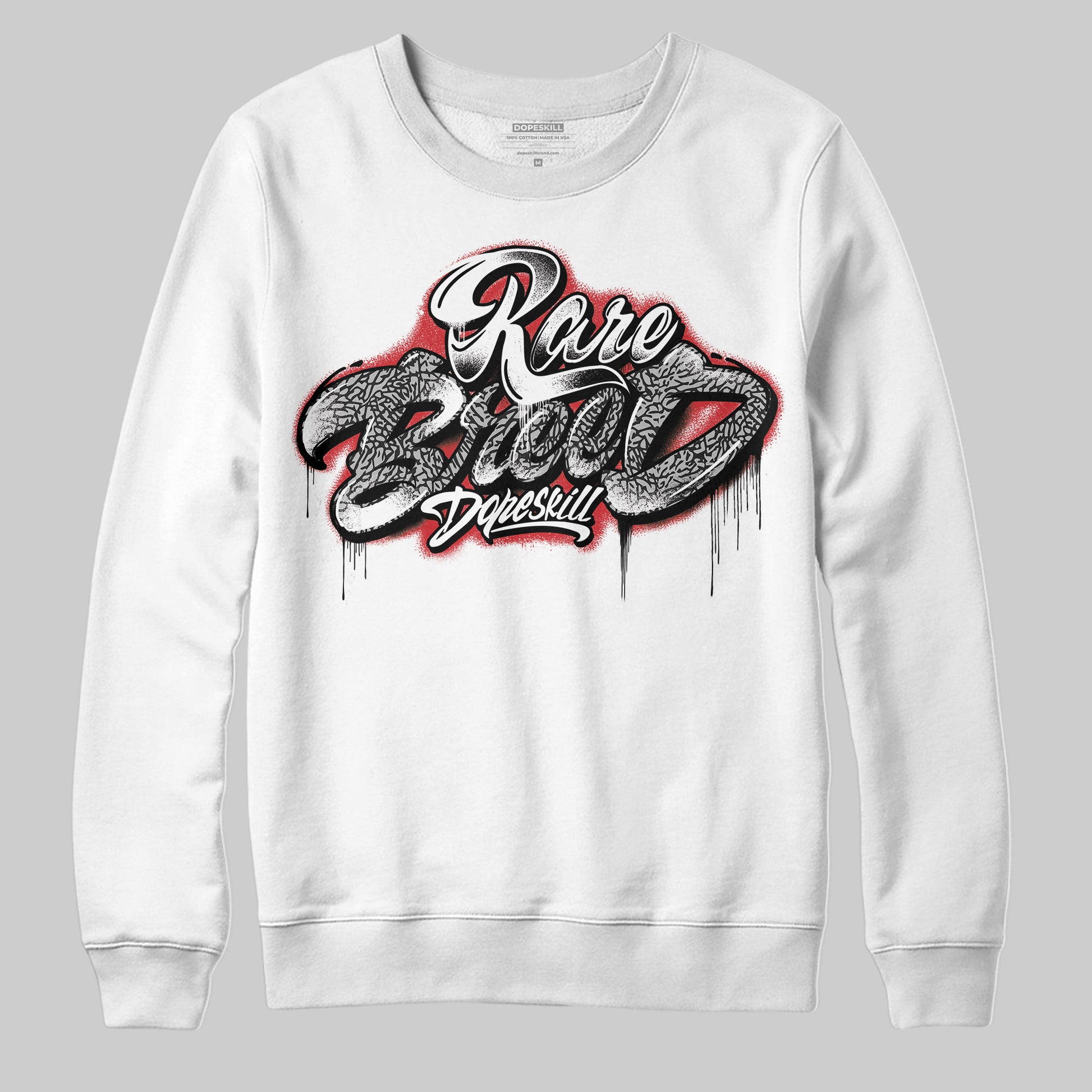 Jordan 3 OG “Black Cement” DopeSkill Sweatshirt Rare Breed Type Graphic Streetwear - White
