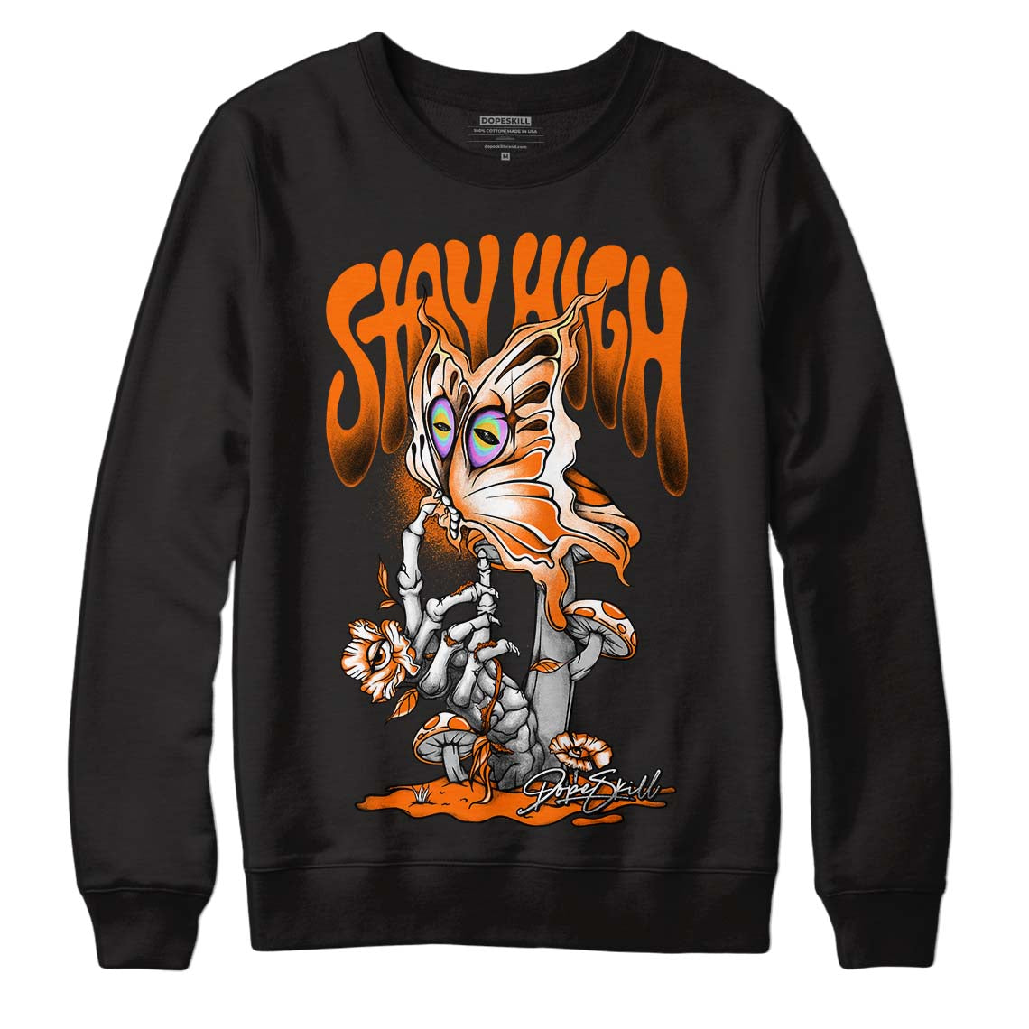 Orange, Black & White Sneakers DopeSkill Sweatshirt Stay High Graphic Streetwear - Black