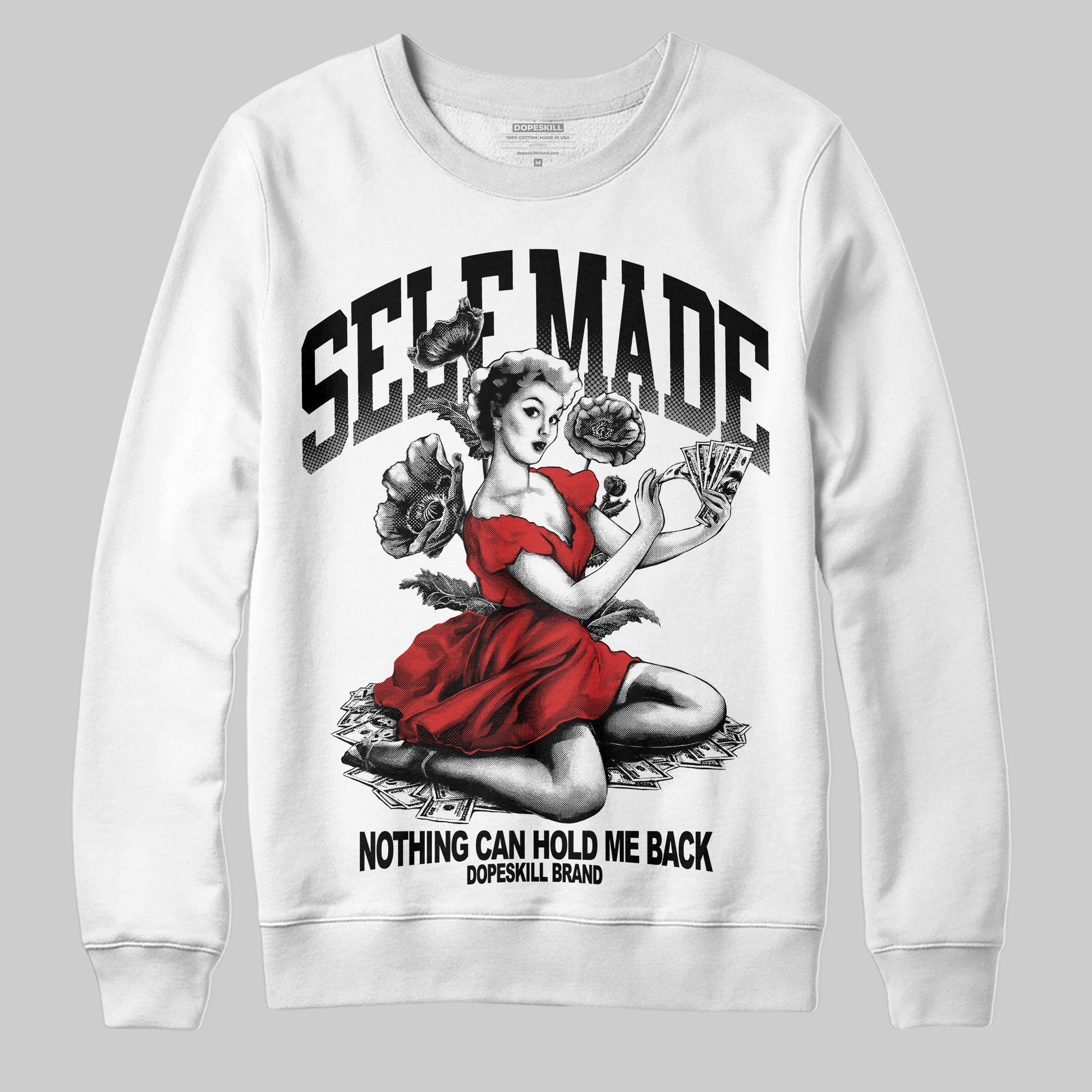 Black and White Sneakers DopeSkill Sweatshirt Self Made Graphic Streetwear - White 