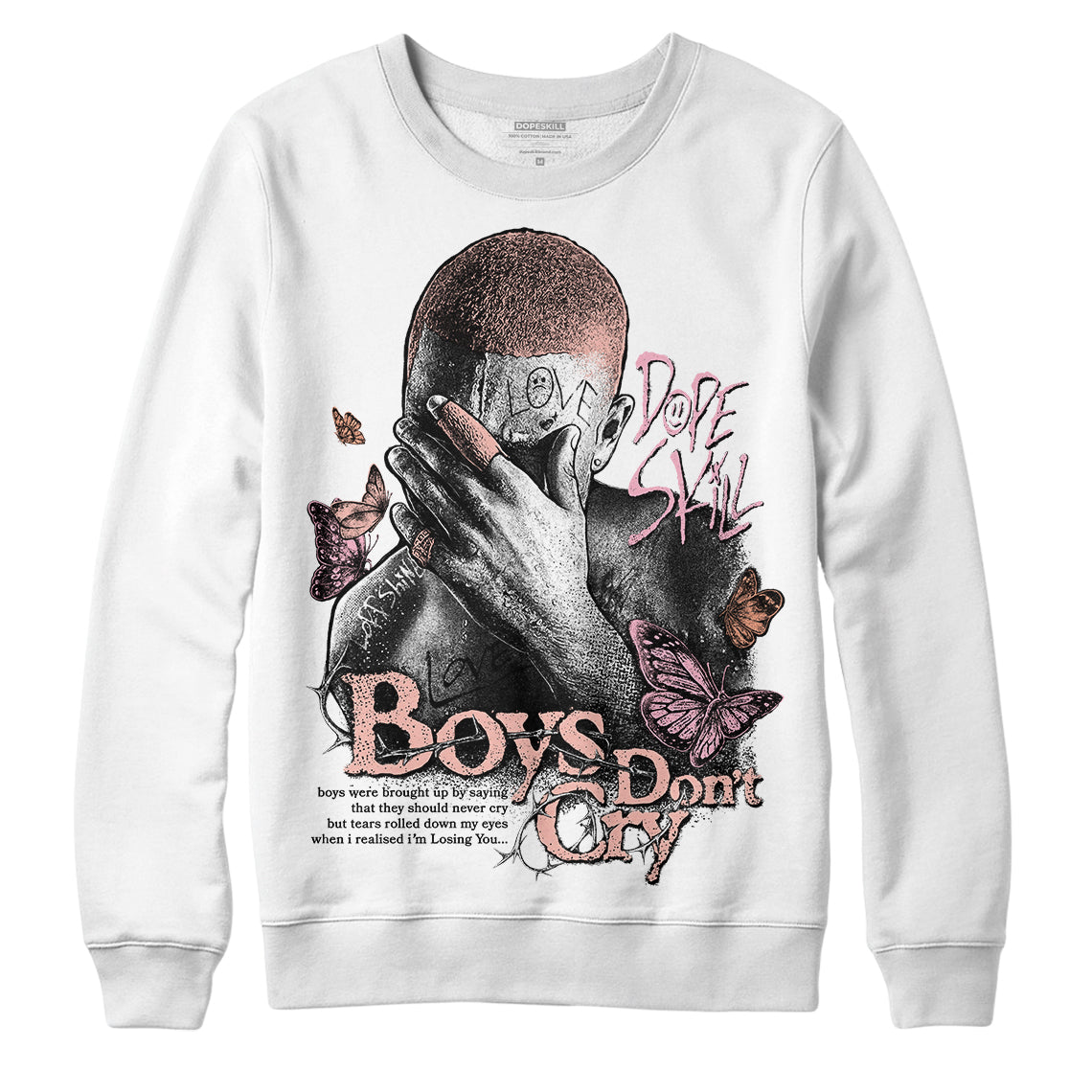 Jordan 11 Low “Legend Pink” DopeSkill Sweatshirt Boys Don't Cry Graphic Streetwear - White 