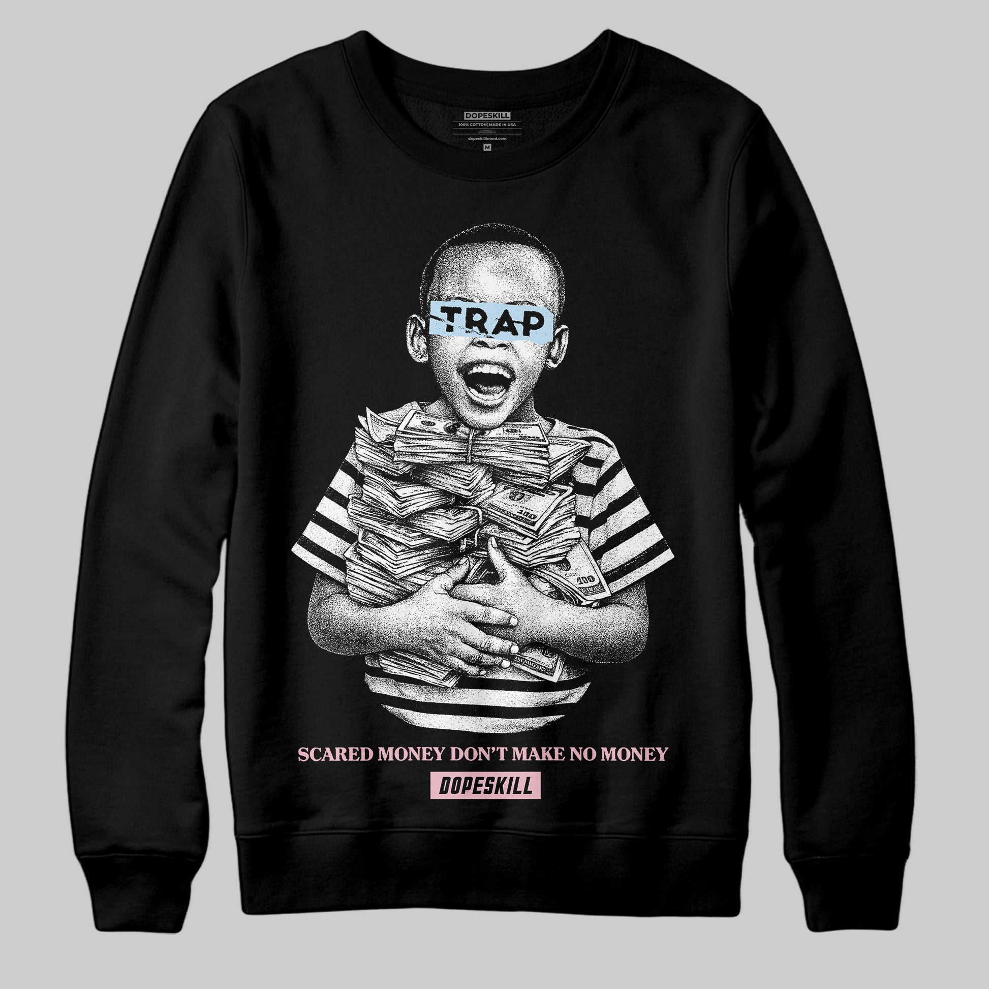 Jordan 4 Retro Valentine's Day (2026) (GS) DopeSkill Sweatshirt Scared Money Don't Make No Money Graphic Streetwear - black