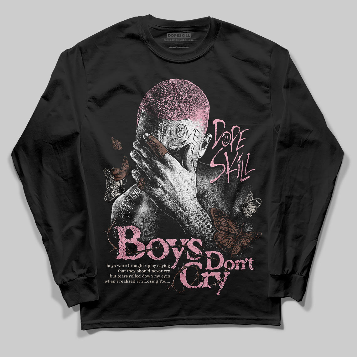 Adidas Campus 00s Dust Cargo Clear ‘Pink’ DopeSkill Long Sleeve T-Shirt Boys Don't Cry Graphic Streetwear - Black