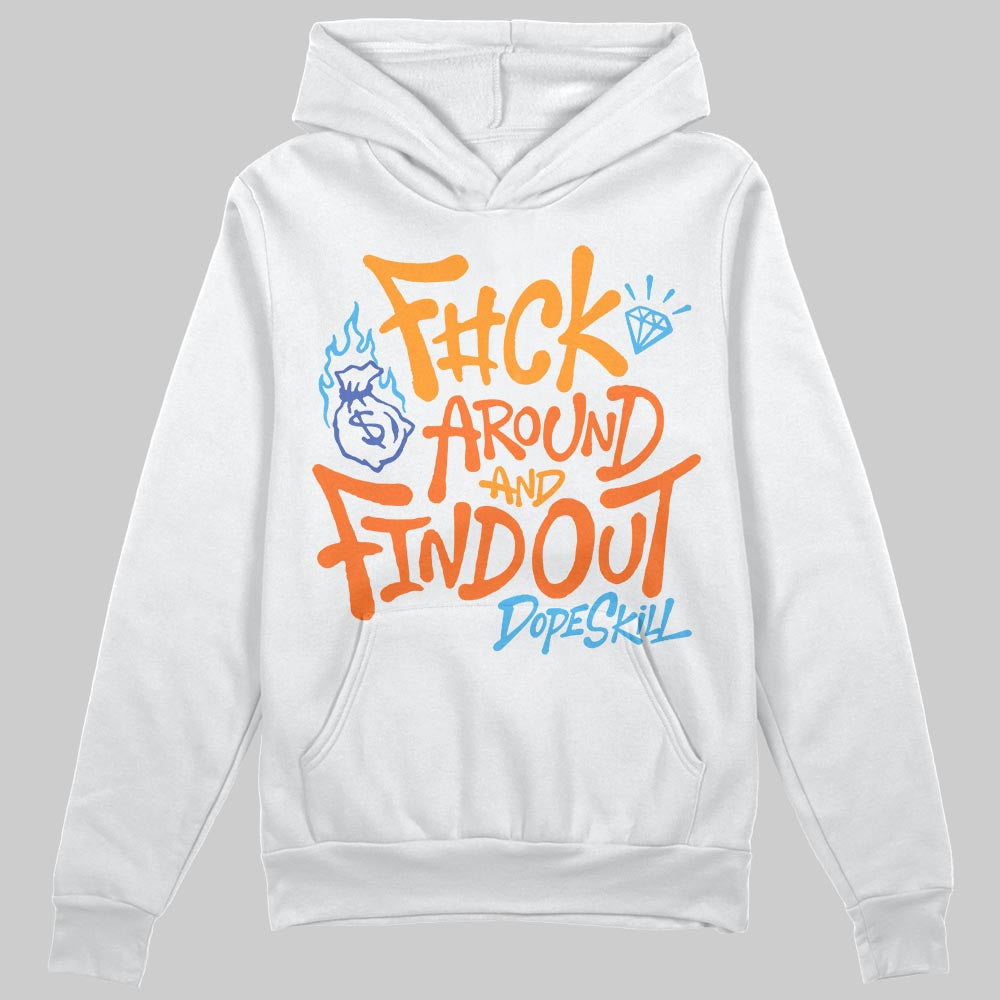 Orange, Black and White Sneakers DopeSkill Hoodie Sweatshirt F#ck Around And Find Out Graphic Streetwear - White
