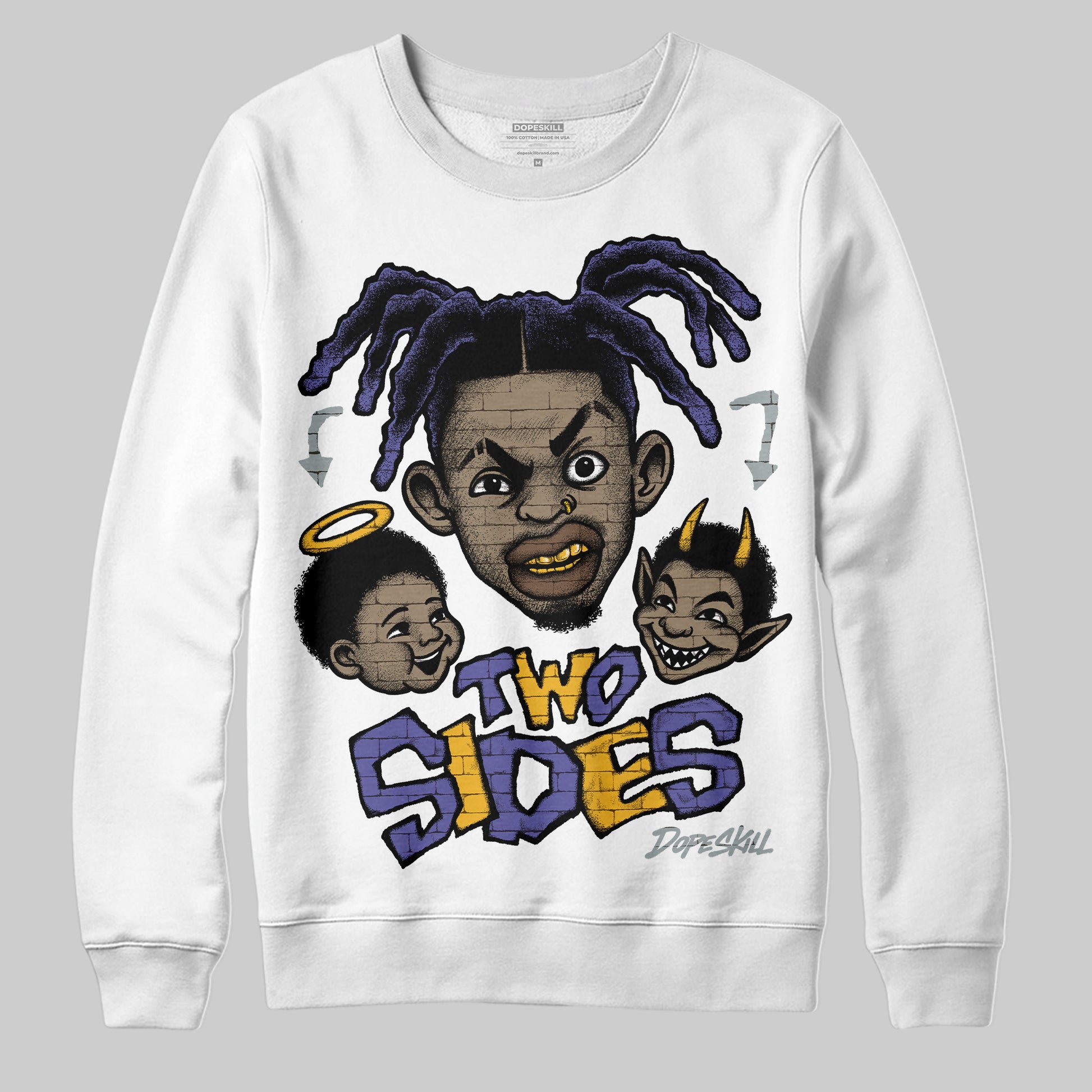 Jordan 4 Retro Lakers DopeSkill Sweatshirt Two Sides Graphic Streetwear - White