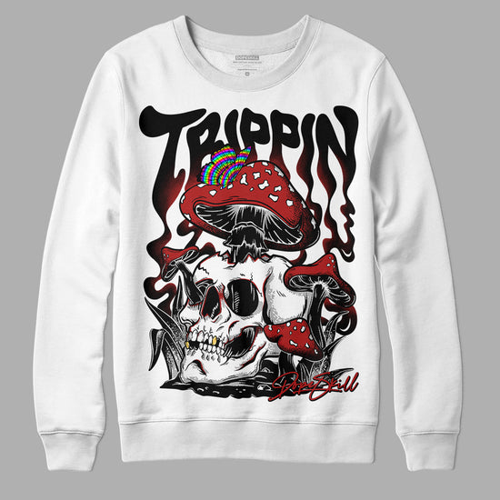 Jordan 14 "Black/White" DopeSkill Sweatshirt Trippin Graphic Streetwear - WHite