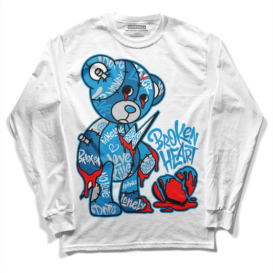 Jordan 4 Retro Military Blue DopeSkill Long Sleeve T-Shirt Broken Heart Graphic Streetwear - White