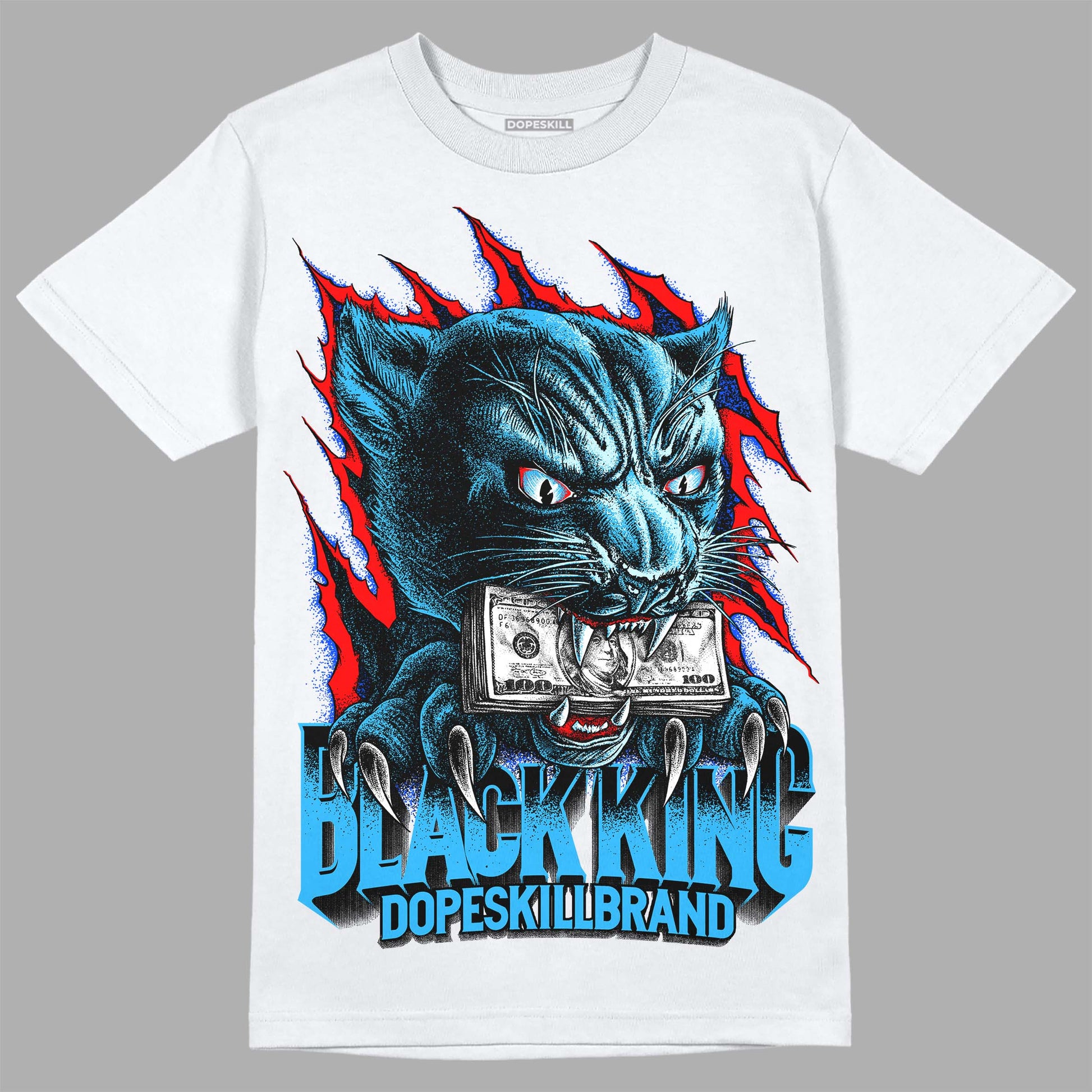 Jordan 2 Low "University Blue" DopeSkill T-Shirt Black King Graphic Streetwear - White