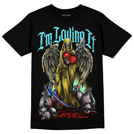 Jordan 5 Aqua DopeSkill T-Shirt New I'm Loving It Graphic Streetwear - Black