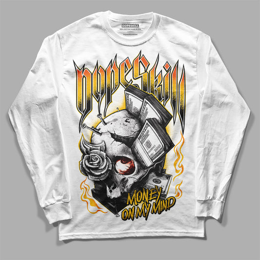 Yellow Sneakers DopeSkill Long Sleeve T-Shirt Money On My Mind Graphic Streetwear - White