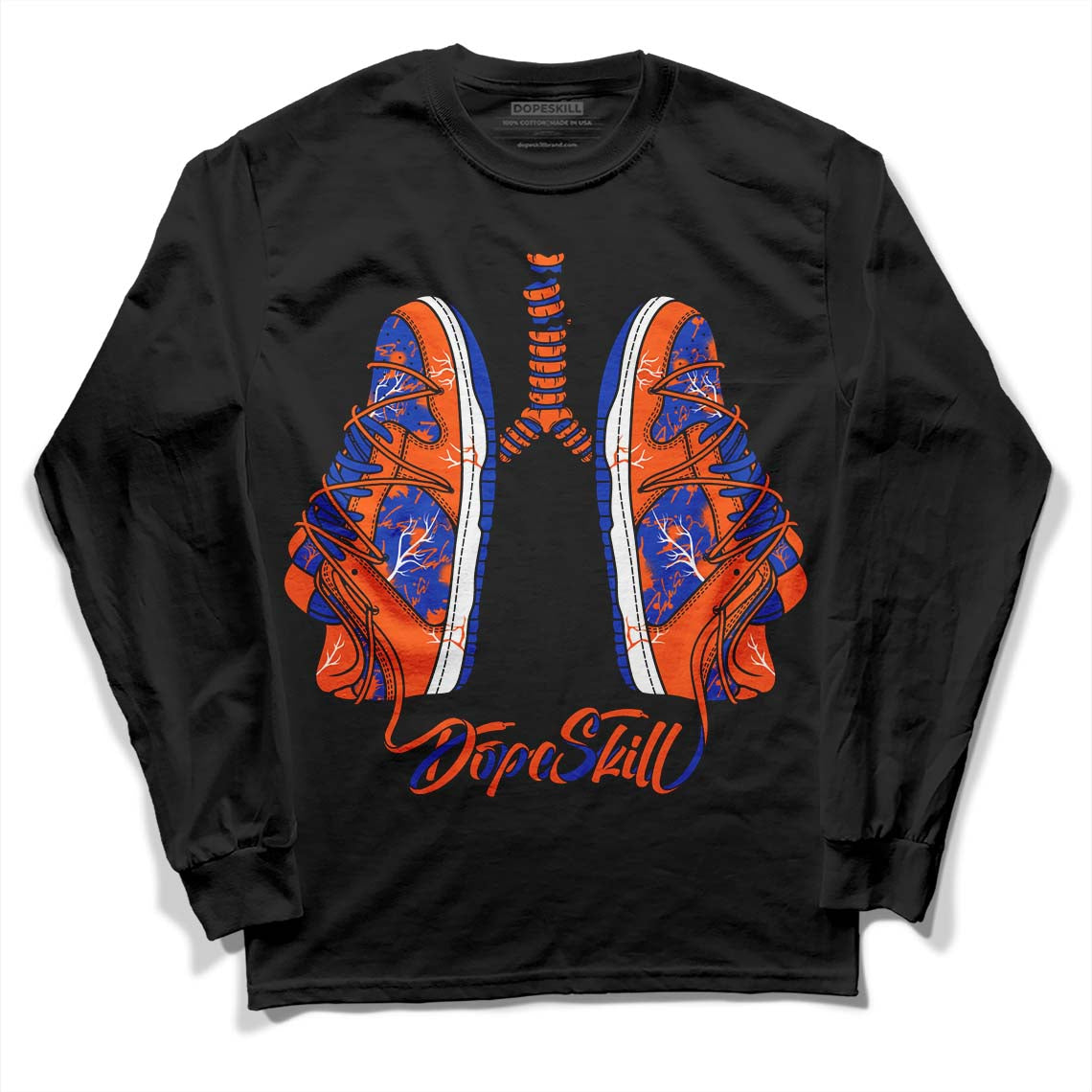 Dunk Low Futura Orange Blaze DopeSkill Long Sleeve T-Shirt Breathe Graphic Streetwear - Black