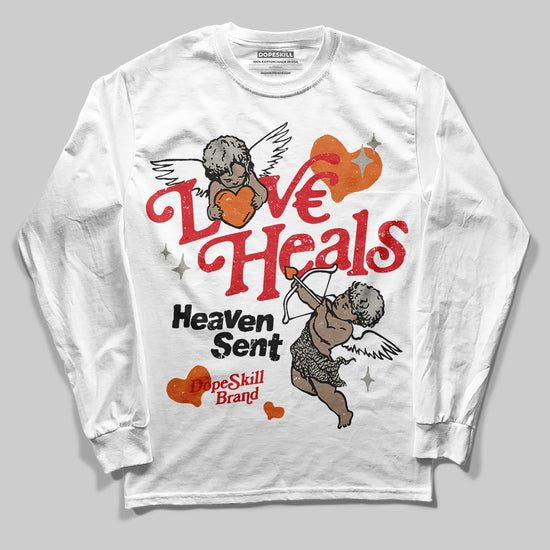 Jordan 3 Retro Fire Red DopeSkill Long Sleeve T-Shirt New Love Heals Graphic Streetwear - White 