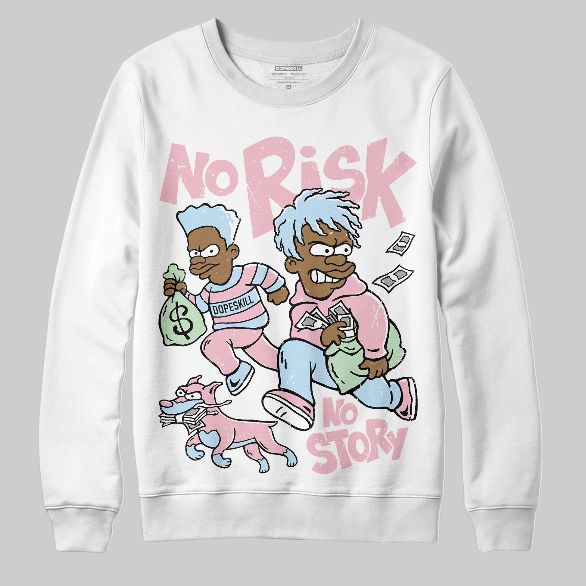Jordan 4 Retro Valentine's Day (2026) (GS) DopeSkill Sweatshirt No Risk No Story Graphic Streetwear - White