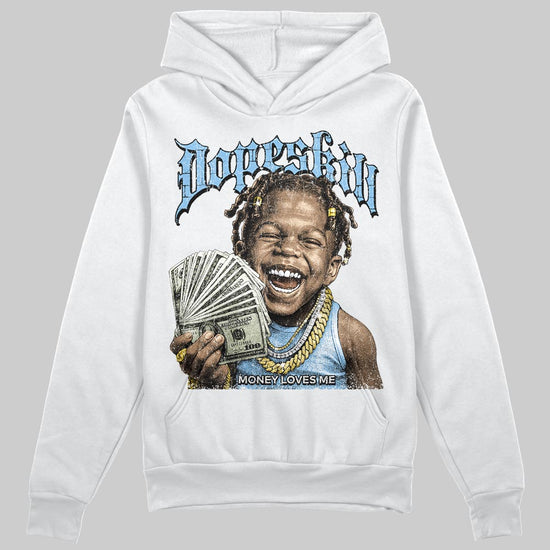 University Blue Sneakers DopeSkill Hoodie Money Loves Me Graphic Streetwear - White
