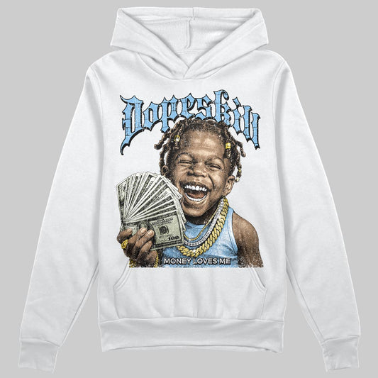 University Blue Sneakers DopeSkill Hoodie Money Loves Me Graphic Streetwear - White