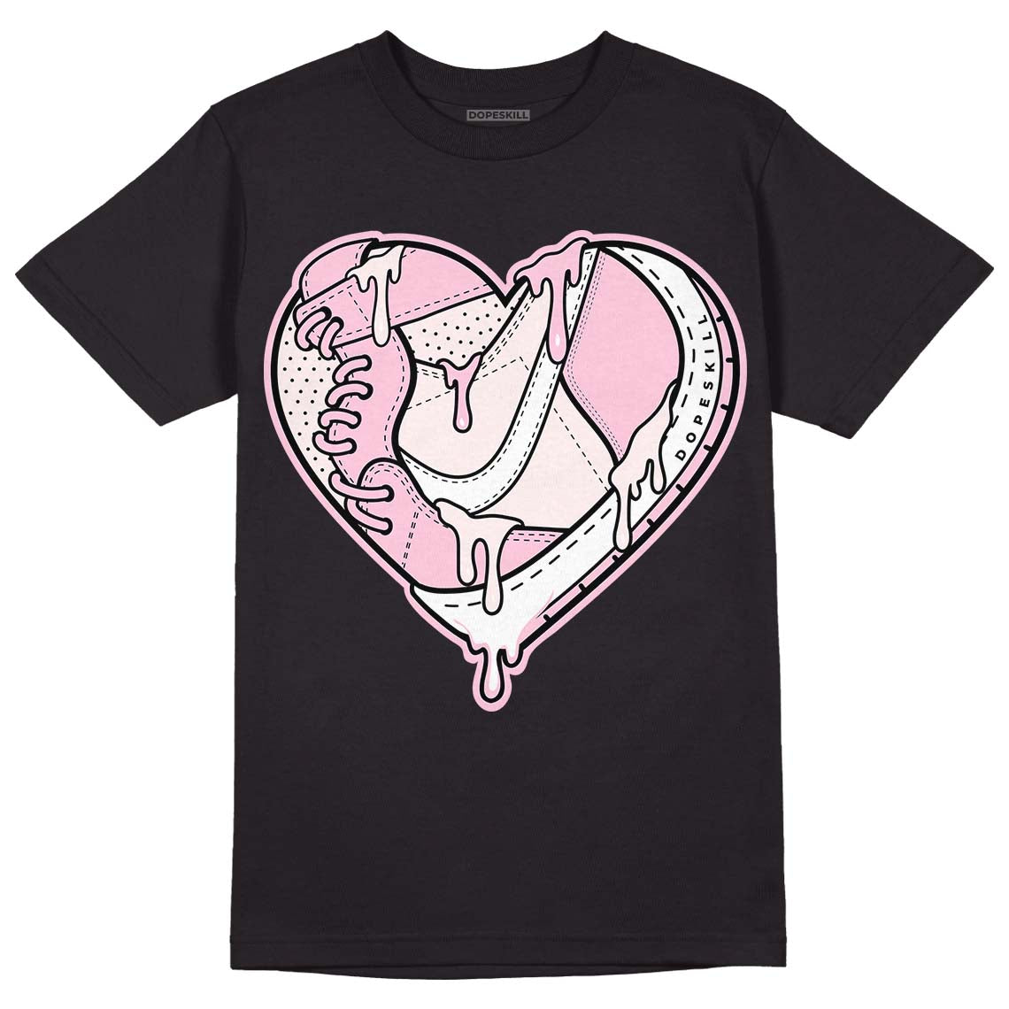 Dunk Low LX Pink Foam DopeSkill T-Shirt Heart Jordan 1 Graphic Streetwear - Black