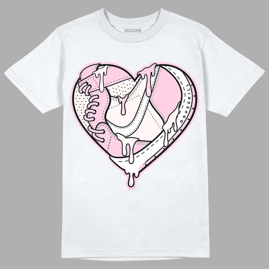 Dunk Low LX Pink Foam DopeSkill T-Shirt Heart Jordan 1 Graphic Streetwear - White