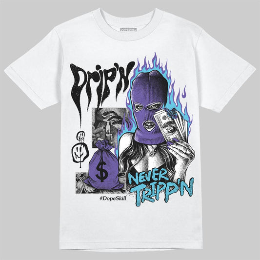 Jordan 8 Retro 'Aqua' 2025 DopeSkill T-Shirt Drip'n Never Tripp'n Graphic Streetwear - White