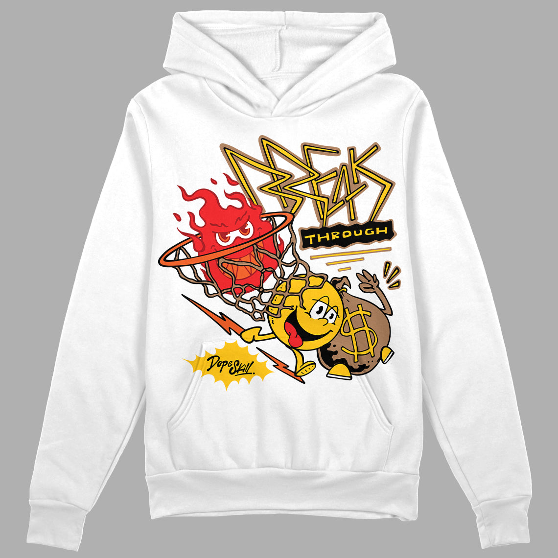 Yellow Sneakers DopeSkill Hoodie Sweatshirt Break Through Graphic Streetwear - White