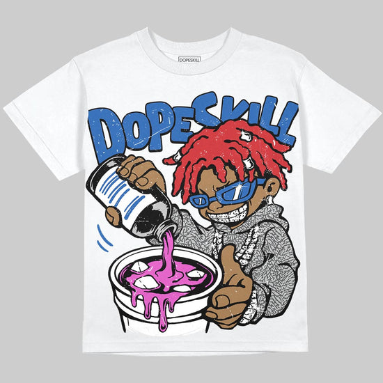 Jordan 3 True Blue DopeSkill T-Shirt Pour Up Graphic Streetwear - White 