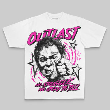Pink Oversize Print Outlast DopeSkill Graphic T-shirt Streetwear - White
