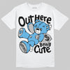 Jordan 14 Black and University Blue DopeSkill T-Shirt Out Here Being Cute Graphic Streetwear - White 