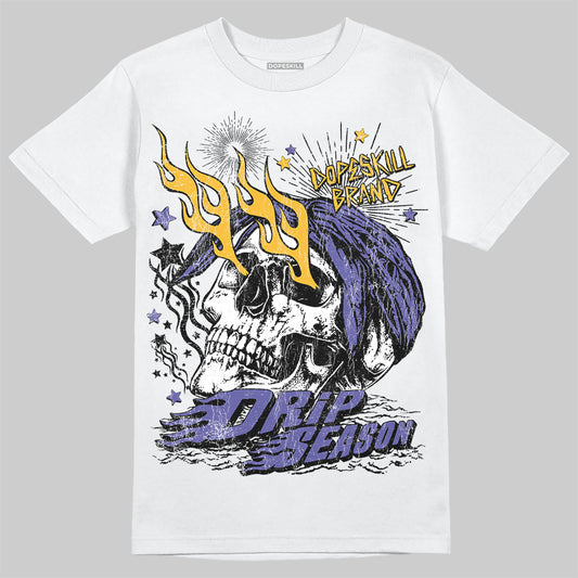 Jordan 4 Retro Lakers DopeSkill T-Shirt Drip Season Graphic Streetwear - White