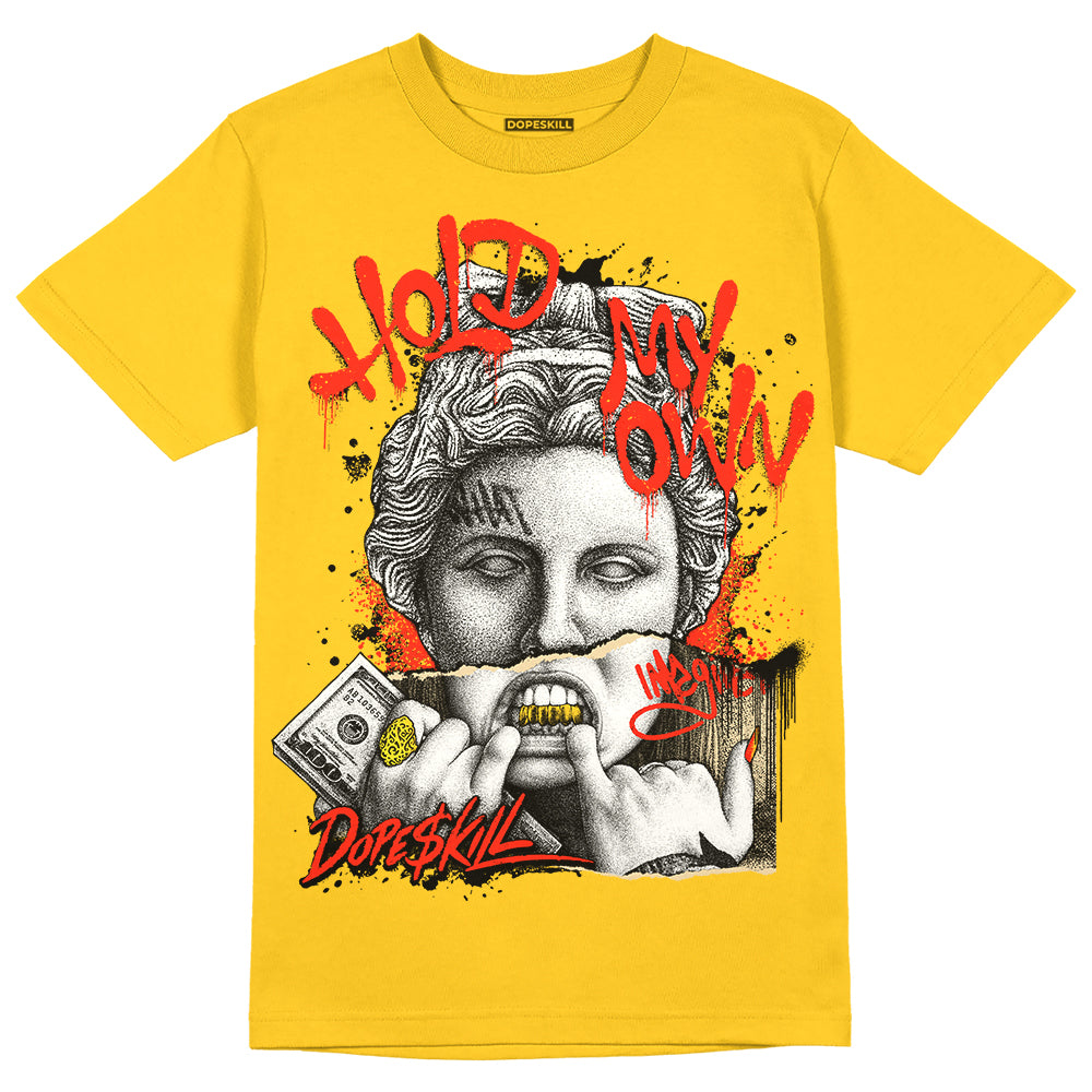 Jordan 4 Retro “Vivid Sulfur” DopeSkill Yellow T-shirt Hold My Own Graphic Streetwear 