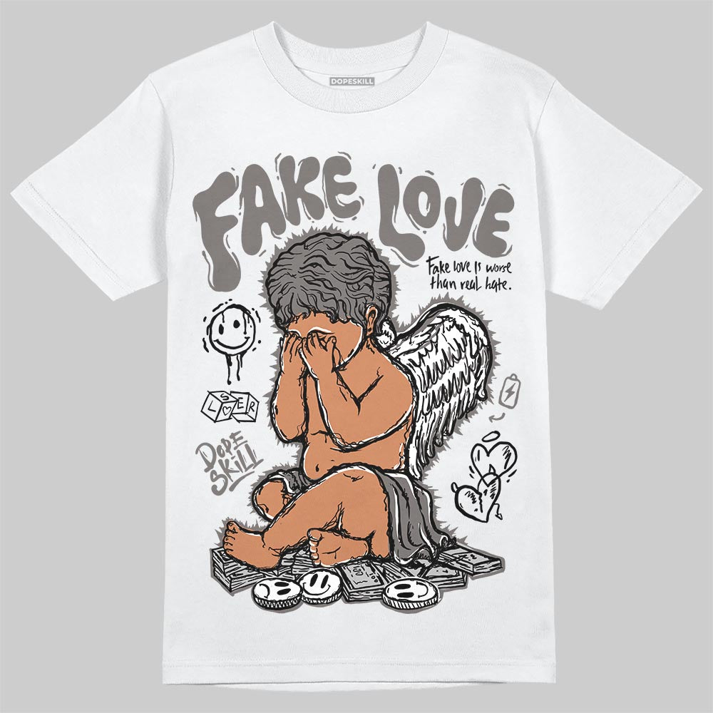 Jordan 4 Retro Cave Stone DopeSkill T-Shirt False Love Graphic Streetwear - White