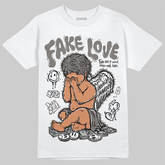 Jordan 4 Retro Cave Stone DopeSkill T-Shirt False Love Graphic Streetwear - White