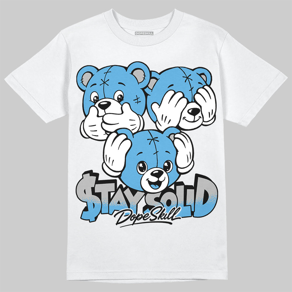 Jordan 14 Black and University Blue DopeSkill T-Shirt Stay Solid Graphic Streetwear - White