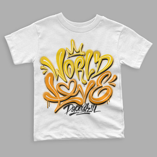 Jordan 6 “Yellow Ochre” DopeSkill Toddler Kids T-shirt World Love Graphic Streetwear - White