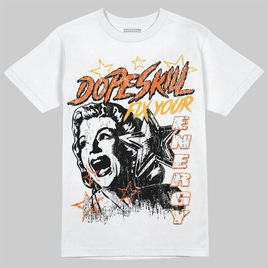 Orange Sneakers DopeSkill T-Shirt Fix Your Energy Graphic Streetwear - White