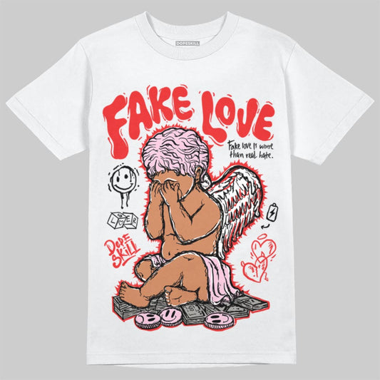 Awake NY x Air Jordan 5 Arctic Pink DopeSkill T-Shirt False Love Graphic Streetwear - White