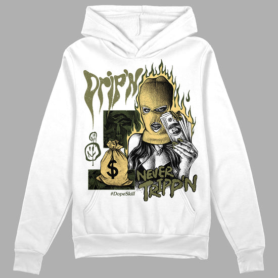 Jordan 4 Retro SE Craft Medium Olive DopeSkill Hoodie Sweatshirt Drip'n Never Tripp'n Graphic Streetwear - White