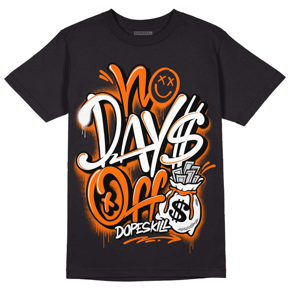 Orange, Black & White Sneakers DopeSkill T-Shirt No Days Off Graphic Streetwear - Black