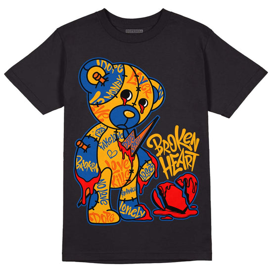 Dunk Blue Jay and University Gold DopeSkill T-Shirt Broken Heart Graphic Streetwear - Black