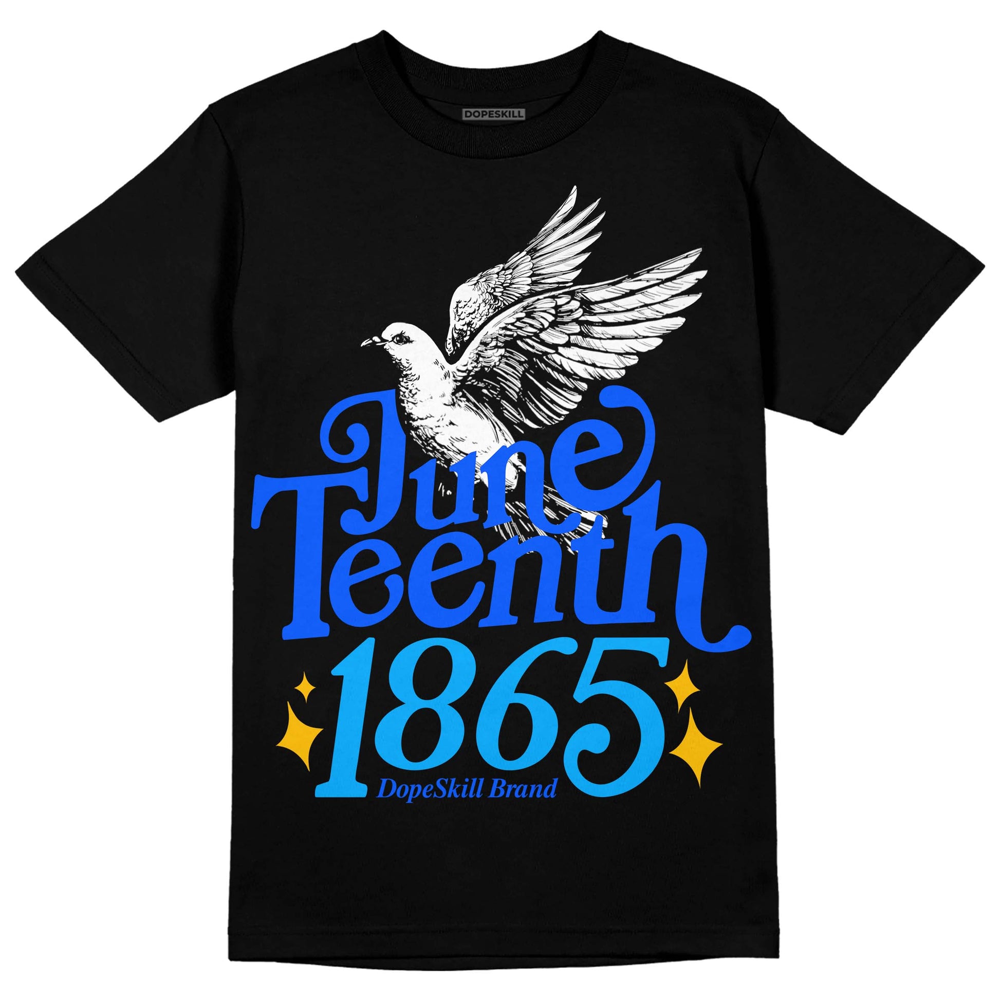 Royal Blue Sneakers DopeSkill T-Shirt Juneteenth 1865 Graphic Streetwear - Black