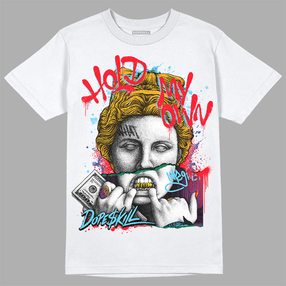 Jordan 1 Mid GS 'Six Championships' DopeSkill T-Shirt Hold My Own Graphic Streetwear - White