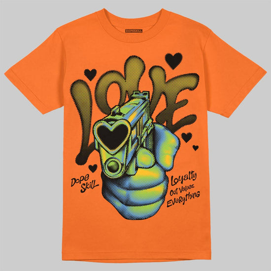 Orange, Black and White Sneakers DopeSkill T-Shirt Love Shot Graphic Streetwear - Orange
