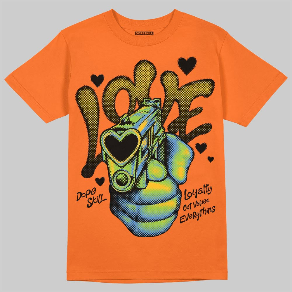 Orange, Black and White Sneakers DopeSkill T-Shirt Love Shot Graphic Streetwear - Orange