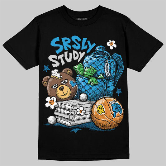 Jordan 4 Retro Military Blue DopeSkill T-Shirt SRSLY Study Graphic Streetwear - Black