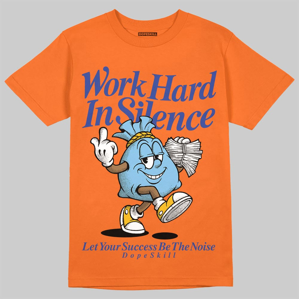 Orange, Black and WhiteSneakers DopeSkill T-Shirt Work Hard In Silence Graphic Streetwear - Orange