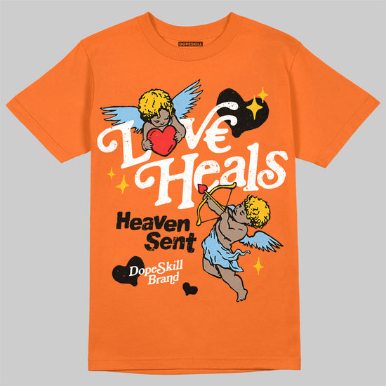 Orange Sneakers DopeSkill T-Shirt New Love Heals Graphic Streetwear - Orange