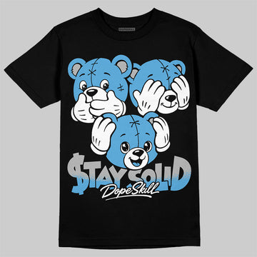 Jordan 14 Black and University Blue DopeSkill T-Shirt Stay Solid Graphic Streetwear - black